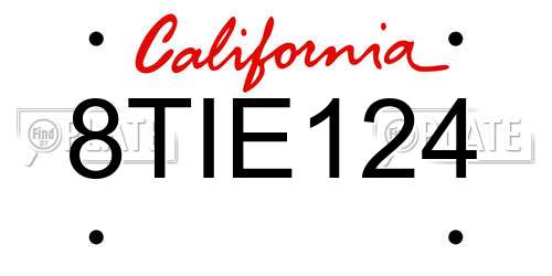 8TIE124 California License Plate