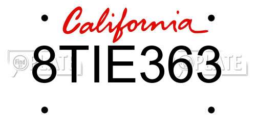 8TIE363 California License Plate