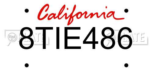 8TIE486 California License Plate