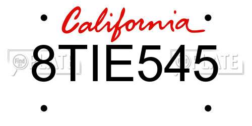 8TIE545 California License Plate