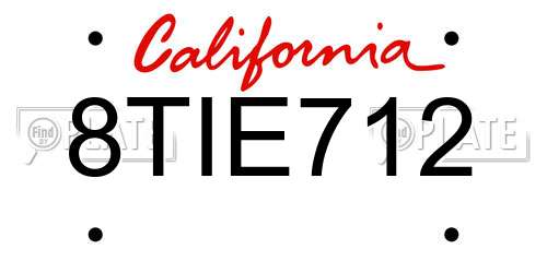 8TIE712 California License Plate