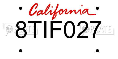 8TIF027 California License Plate