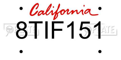 8TIF151 California License Plate