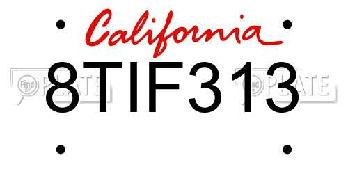 8TIF313 California License Plate