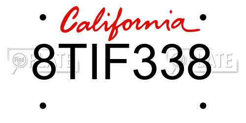 8TIF338 California License Plate