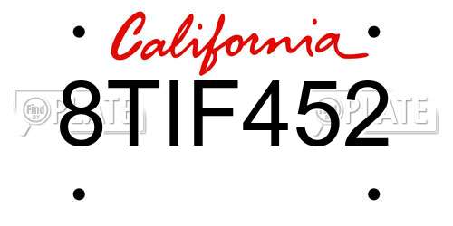 8TIF452 California License Plate