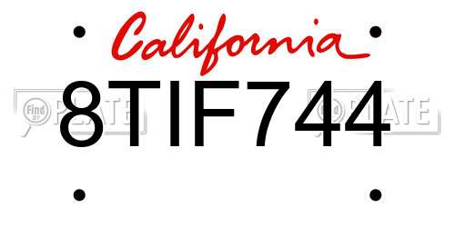 8TIF744 California License Plate