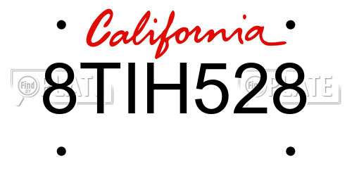 8TIH528 California License Plate