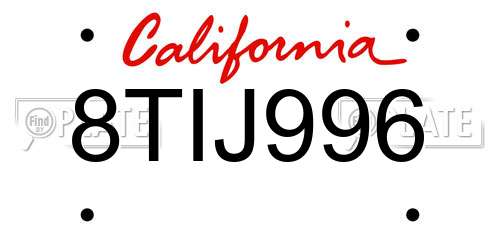 8TIJ996 California License Plate