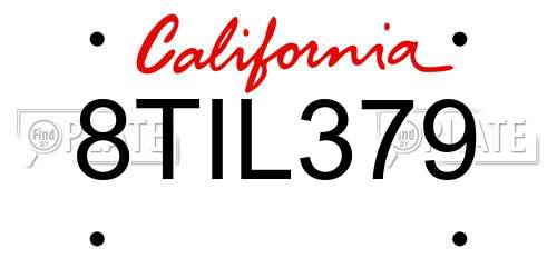 8TIL379 California License Plate
