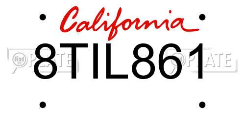 8TIL861 California License Plate