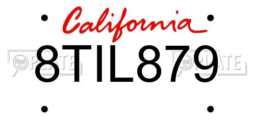 8TIL879 California License Plate