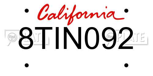 8TIN092 California License Plate