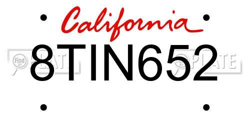 8TIN652 California License Plate