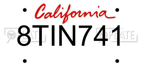 8TIN741 California License Plate