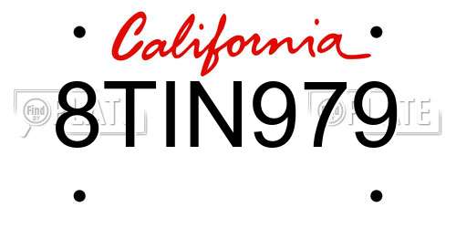 8TIN979 California License Plate