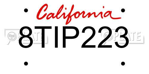 8TIP223 California License Plate