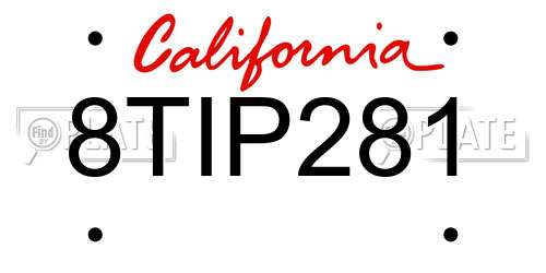 8TIP281 California License Plate