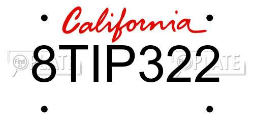 8TIP322 California License Plate