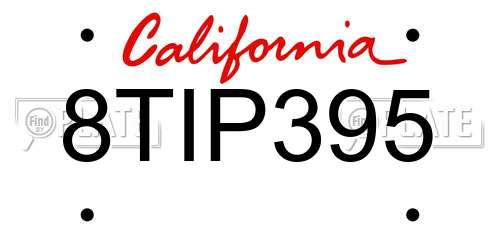 8TIP395 California License Plate