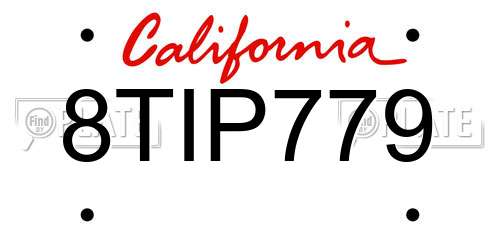 8TIP779 California License Plate