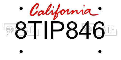 8TIP846 California License Plate