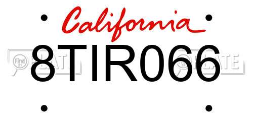 8TIR066 California License Plate