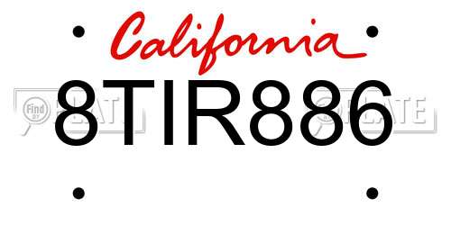 8TIR886 California License Plate