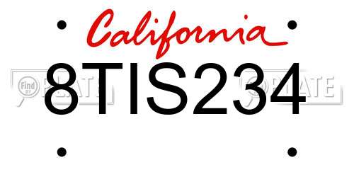 8TIS234 California License Plate