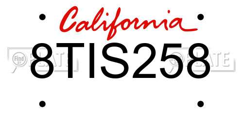 8TIS258 California License Plate