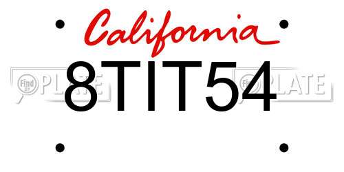 8TIT54 California License Plate