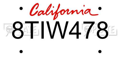 8TIW478 California License Plate
