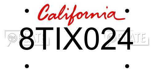 8TIX024 California License Plate