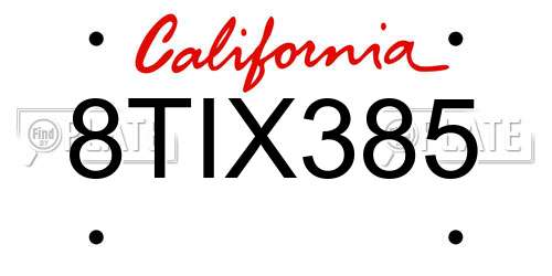 8TIX385 California License Plate