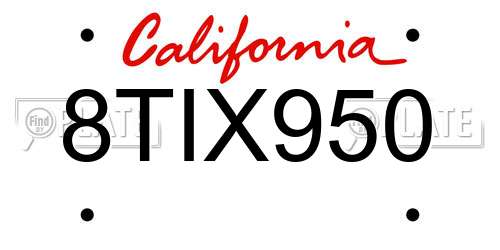 8TIX950 California License Plate