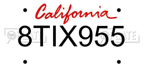 8TIX955 California License Plate