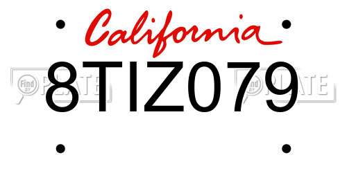 8TIZ079 California License Plate