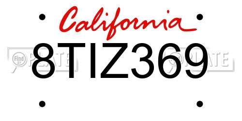 8TIZ369 California License Plate