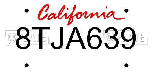 8TJA639 California License Plate