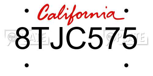 8TJC575 California License Plate