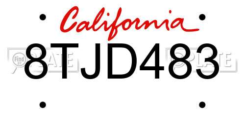 8TJD483 California License Plate