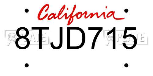 8TJD715 California License Plate