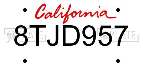 8TJD957 California License Plate