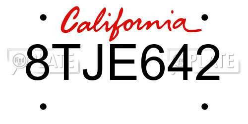 8TJE642 California License Plate