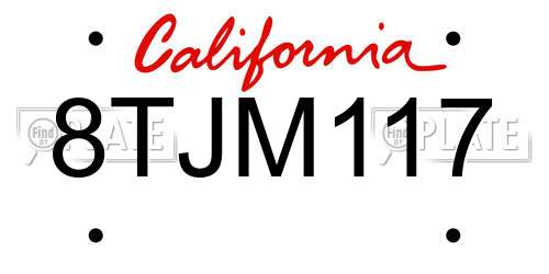 8TJM117 California License Plate
