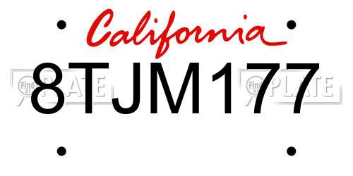8TJM177 California License Plate