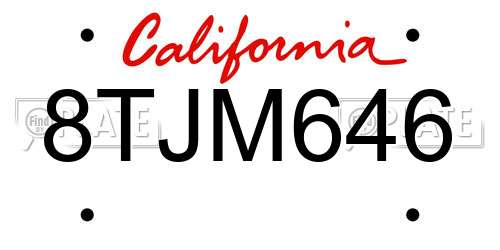 8TJM646 California License Plate
