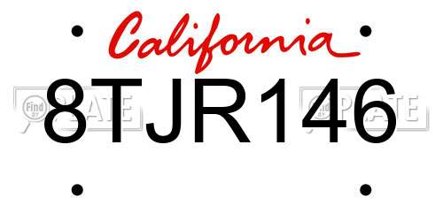 8TJR146 California License Plate