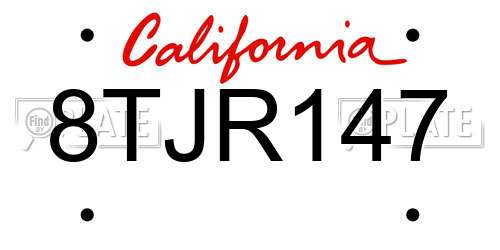8TJR147 California License Plate