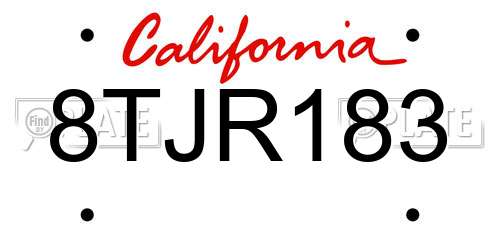 8TJR183 California License Plate